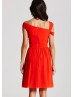 Dark Orange Cap Sleeves Knee Length Prom Dress